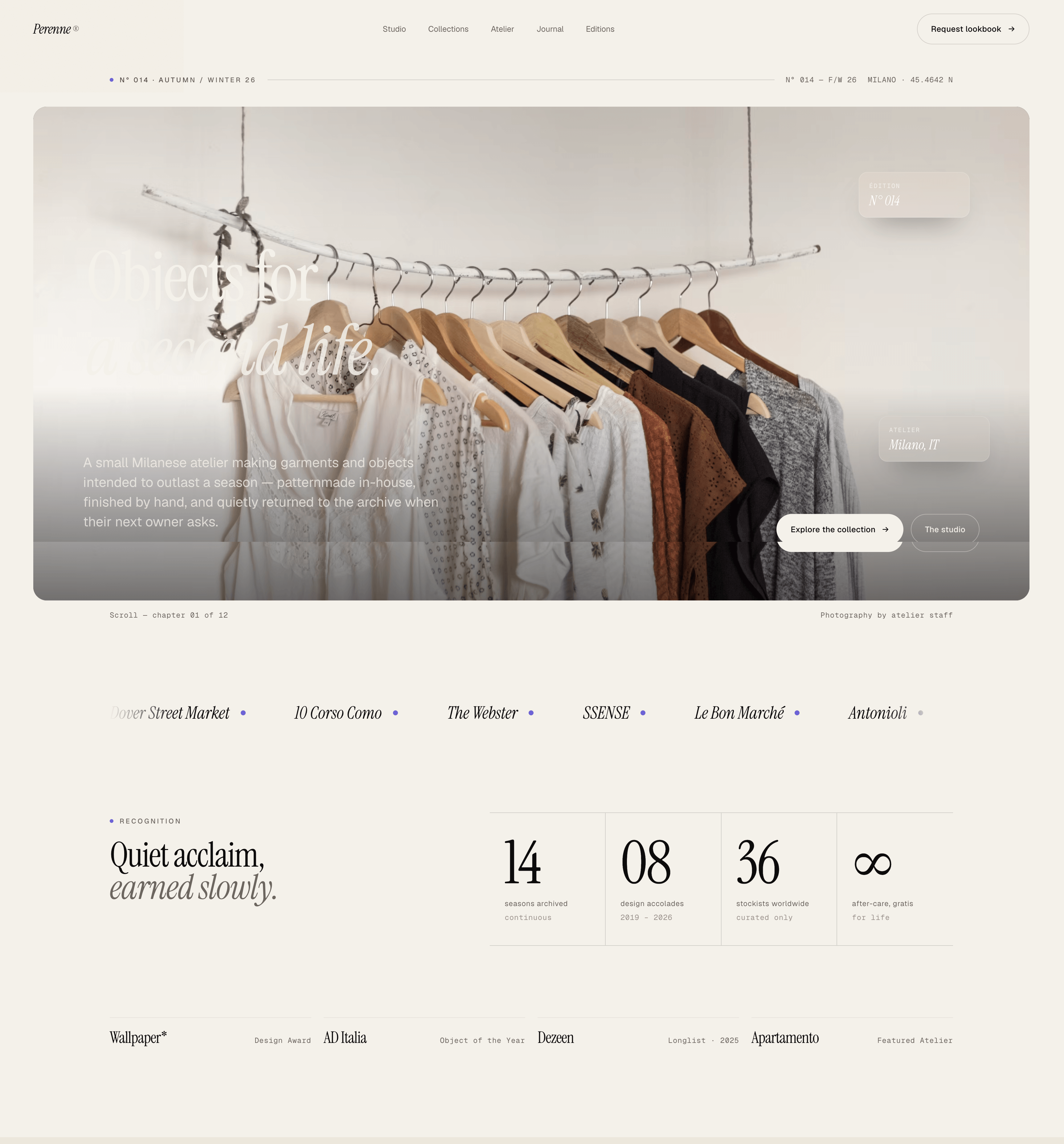 Perenne — Slow-fashion / luxury clothing atelier